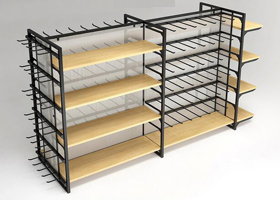Flooring Stand Retail Display Shelves / Commercial Store Fixtures With Hooks supplier